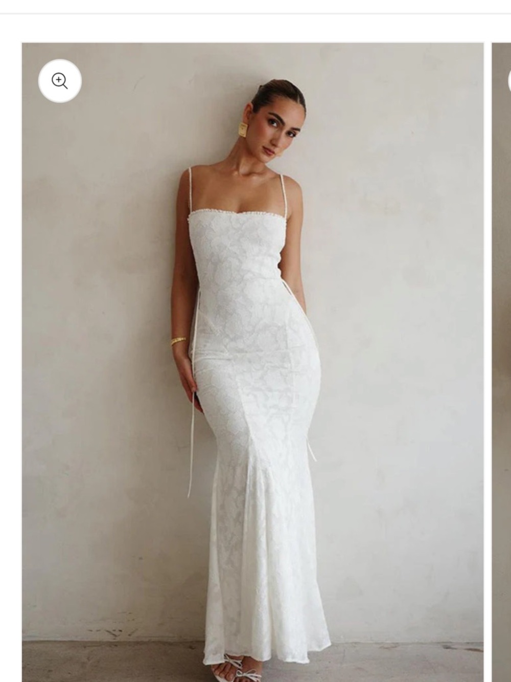 Elegant White Lace Maxi Dress with Spaghetti Straps